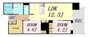 RJR堺筋本町タワー【9階】の間取り