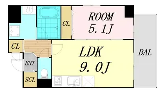 大阪府大阪市中央区上汐1丁目【マンション】の間取り
