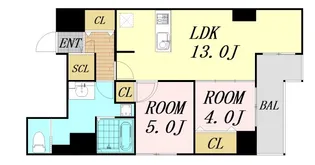 グラシア堺筋本町【2階】の間取り