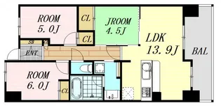 レジディア都島Ⅰ【2階】の間取り