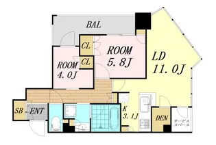 パークタワー北浜【5階】の間取り
