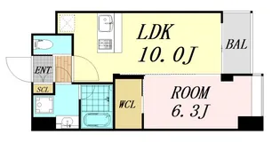 大阪府大阪市中央区農人橋3丁目【マンション】の間取り