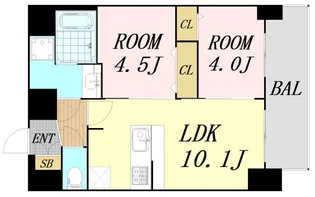 プレサンス野江内代ペルティエ【13階】の間取り