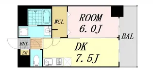 エステムコート新梅田【7階】の間取り