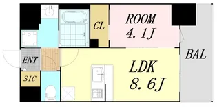 エスリードレジデンス梅田グランゲート【13階】の間取り