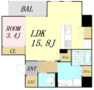 THE WEAVE MINAMI SEMBA【8階】の間取り