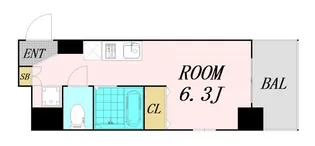 エルミタージュ難波南V【6階】の間取り