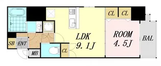 LA DOUCEUR梅田EAST【9階】の間取り