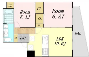 セレブコート木川【8階】の間取り