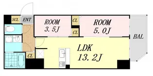 プレサンス阿波座駅前【13階】の間取り