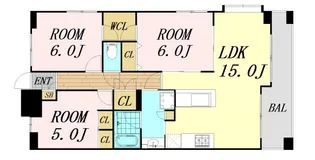 CITY SPIRE桜川Ⅱ【9階】の間取り
