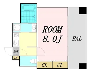 大阪府大阪市中央区瓦屋町1丁目【マンション】の間取り