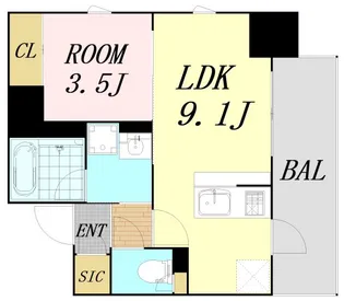 シーズンフラッツ新大阪【8階】の間取り