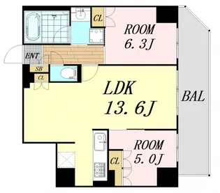2LDKの間取り画像