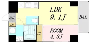 ヴェルレジデンス天満【3階】の間取り