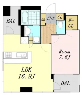 ジオグランデ梅田【7階】の間取り