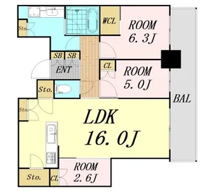 シエリアタワー大阪堀江【42階】の間取り