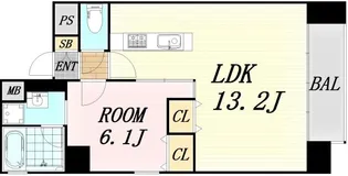 ベルフェリーク天満橋【13階】の間取り