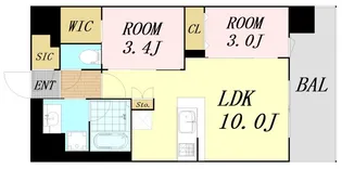 コンフォリア・リヴ京橋【3階】の間取り