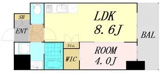 エスリードレジデンス大阪谷町ザ・マークス【10階】の間取り