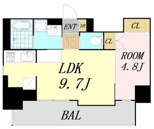 RJRプレシア南堀江【14階】の間取り