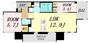 ザ・パークハビオ都島フロント【9階】の間取り