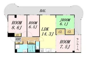 グランドメゾン靱【7階】の間取り