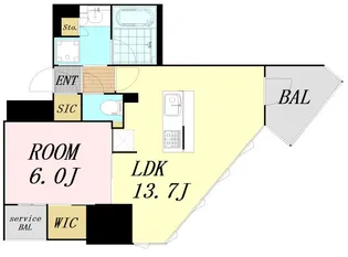 コンフォリア・リヴ本町WEST Q【13階】の間取り
