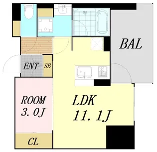 コンフォリア・リヴ本町WEST Q【13階】の間取り