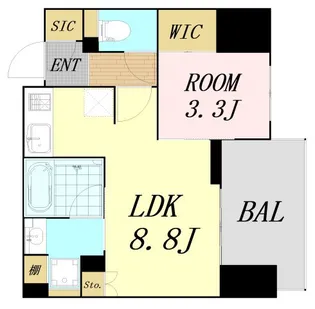 コンフォリア・リヴ本町WEST Q【16階】の間取り