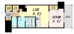 グランセジュール江坂【8階】の間取り