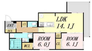 D-レジデンス豊里【1階】の間取り