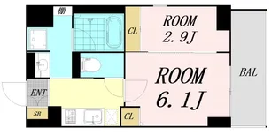 シーズンフラッツ靭本町【2階】の間取り