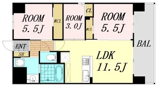 アーバネックス中崎町Ⅱ【6階】の間取り