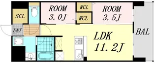 アーバネックス中崎町Ⅱ【5階】の間取り