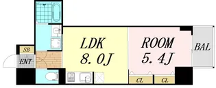 S-RESIDENCE阿波座bouncy【15階】の間取り