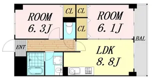 大阪府大阪市東淀川区柴島2丁目【マンション】の間取り