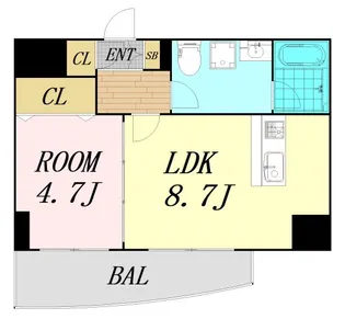 インボイス難波南レジデンス【9階】の間取り