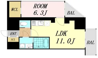 1LDKの間取り画像