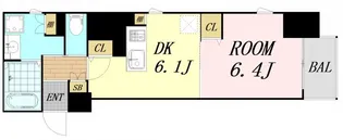 プレサンスタワー北浜【3階】の間取り