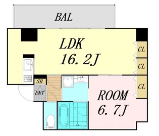 大阪府大阪市中央区瓦屋町1丁目【マンション】の間取り