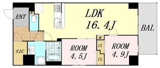 大阪府東大阪市足代北1丁目【マンション】の間取り