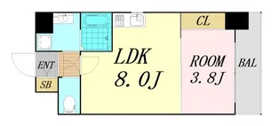 フロンティアタワー九条Ⅱ【4階】の間取り