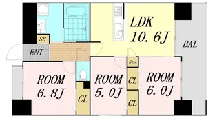 ベリー海老江【10階】の間取り