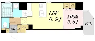 クレストコート堂島【9階】の間取り
