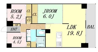ファミールハイツ北大阪1号棟【1階】の間取り
