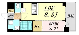 MAXIV CROS 江坂【2階】の間取り