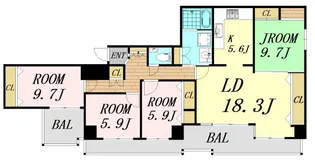 ベルヴォーグキタホリエ【3階】の間取り
