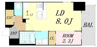 JMFレジデンス海老江【14階】の間取り