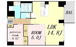 スプランディッド上本町WEST【8階】の間取り